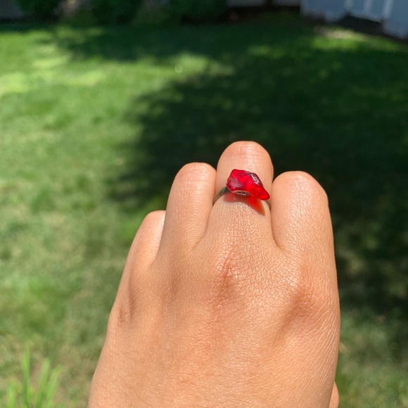 ❗️SOLD❗️ Red Crystal Tumbled Stone Rings - Picture 3 of 5